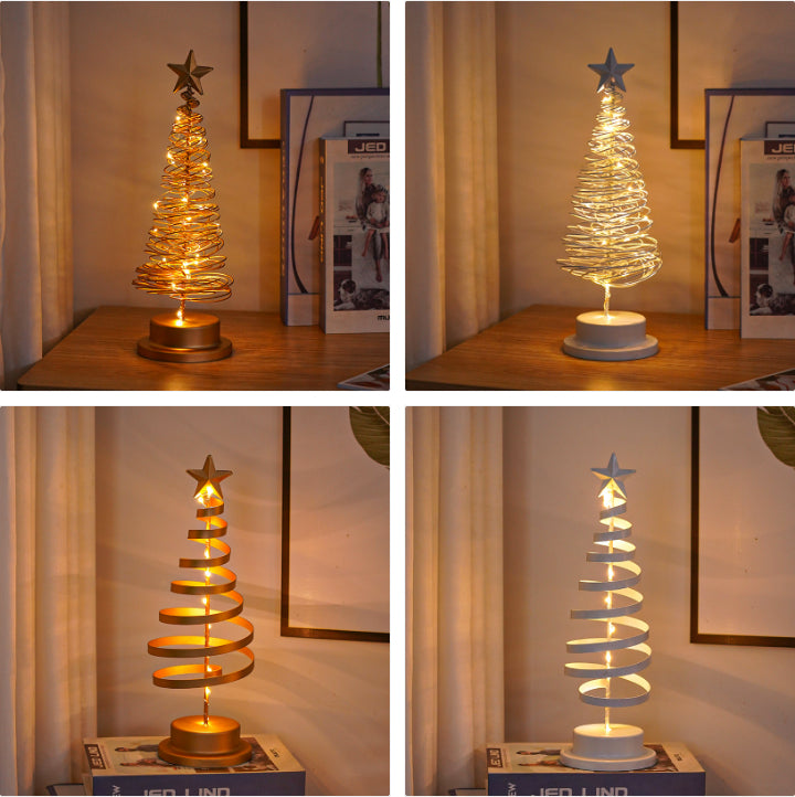 LED Christmas Tree Spiral Light Wrought Iron Table Ornament