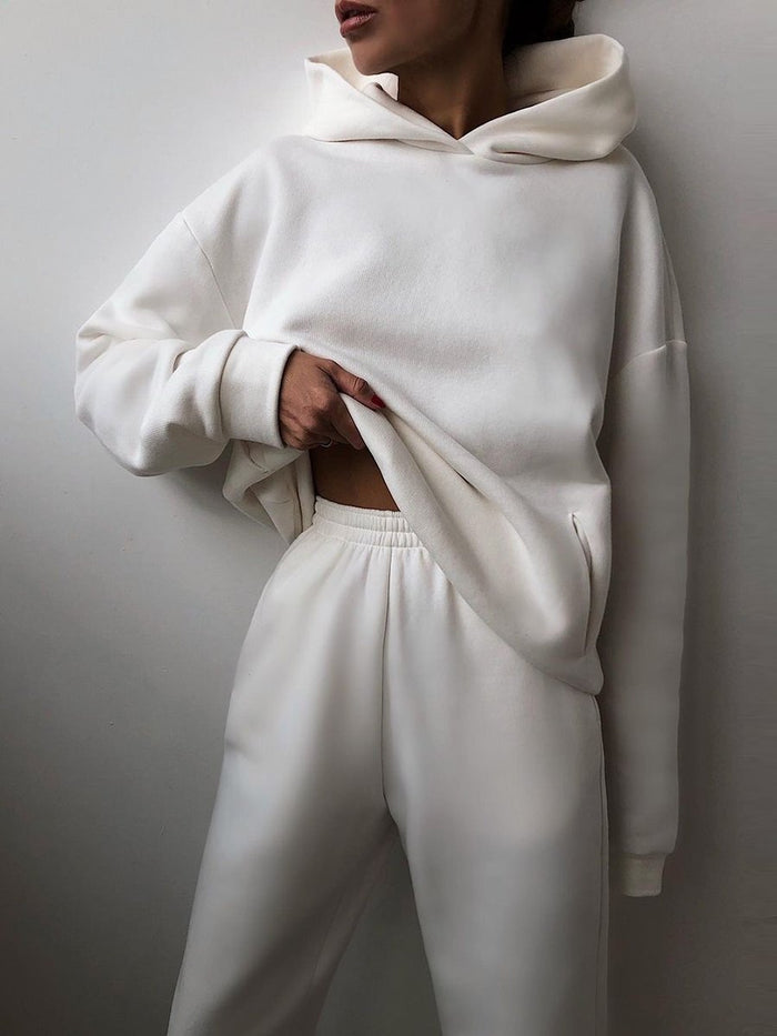 Conjunto de estar por casa para mujer con sudadera con capucha extragrande y pantalón jogger