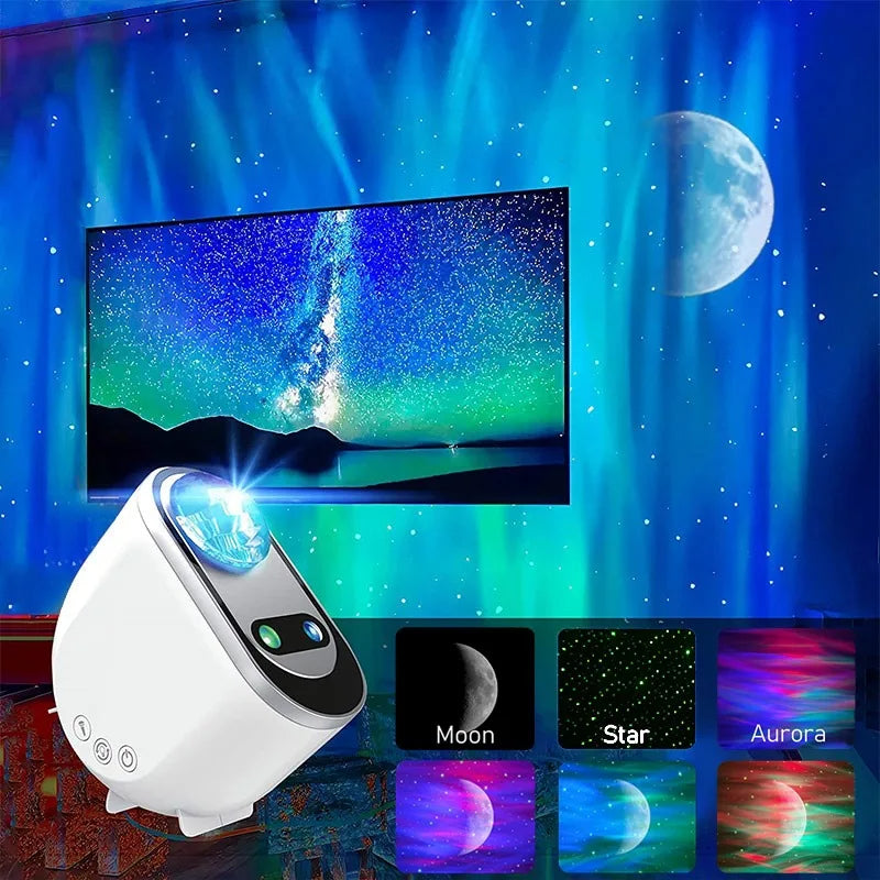 Aurora Borealis Galaxy Projector Night Light With Moon