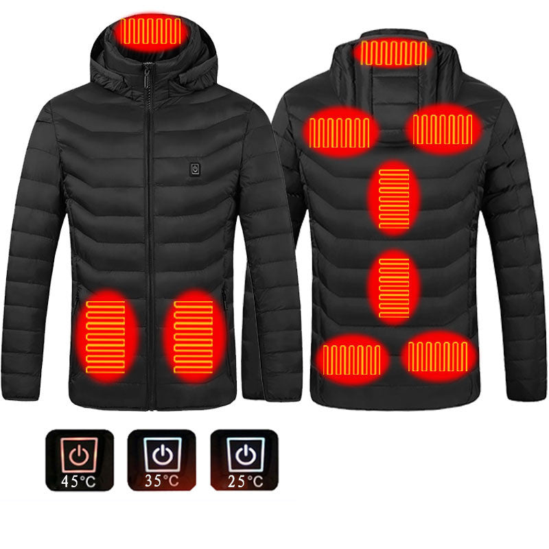 USB Heated Jacket With Removable Hood, Zip-Up Winter Coat