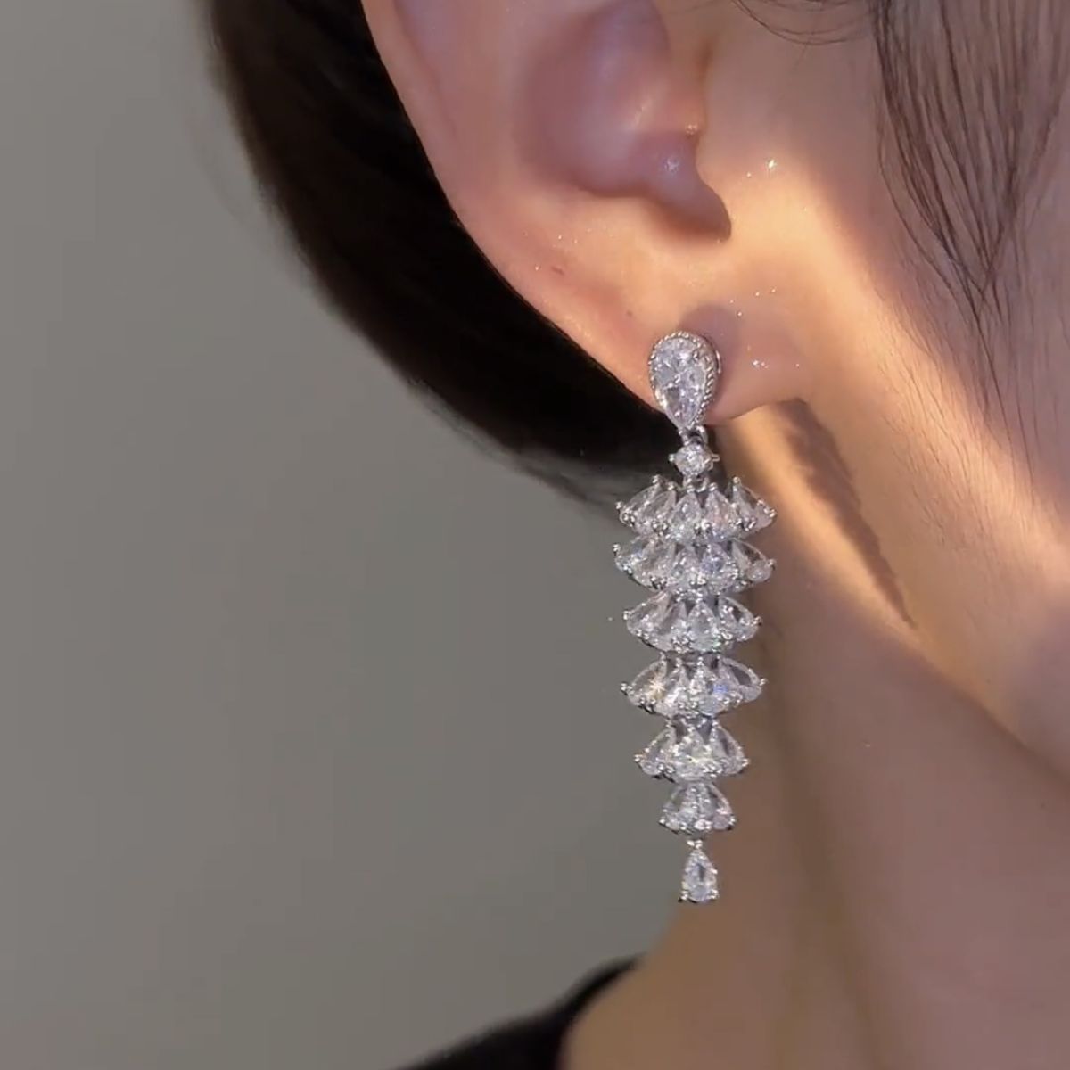 Sparkling Zircon Christmas Tree Drop Earrings for Women