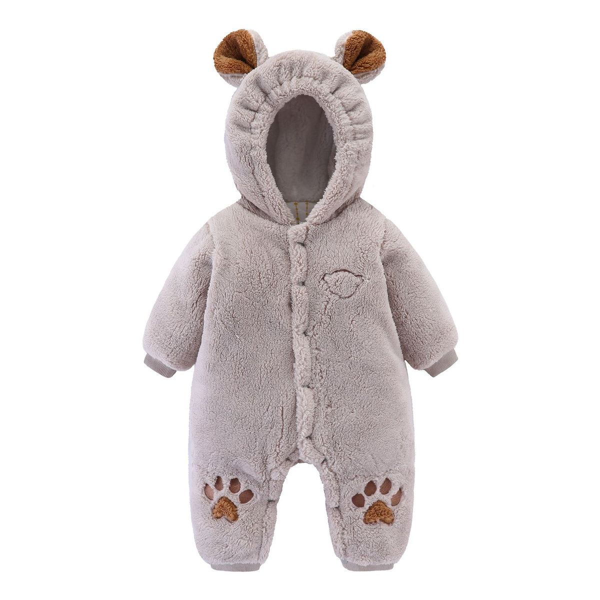 Newborn Baby Quilted Romper in Soft Rice Velvet for Winter