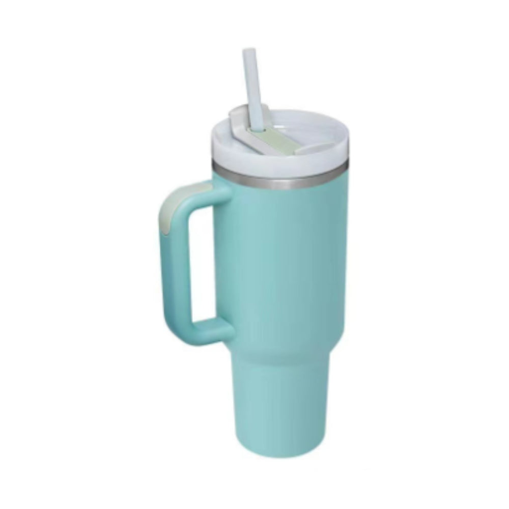 40oz Insulated Tumbler With Handle And Straw, Leakproof Lid