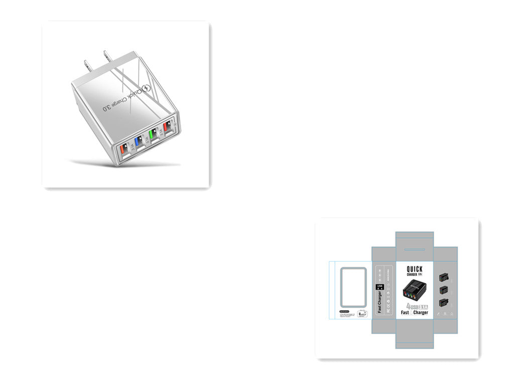 Quick Charge 3.0 USB Wall Charger with 4 Ports for Phones and Tablets