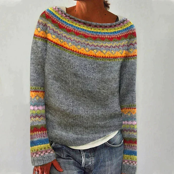 Jersey estampado de manga larga para mujer, de diseño vintage