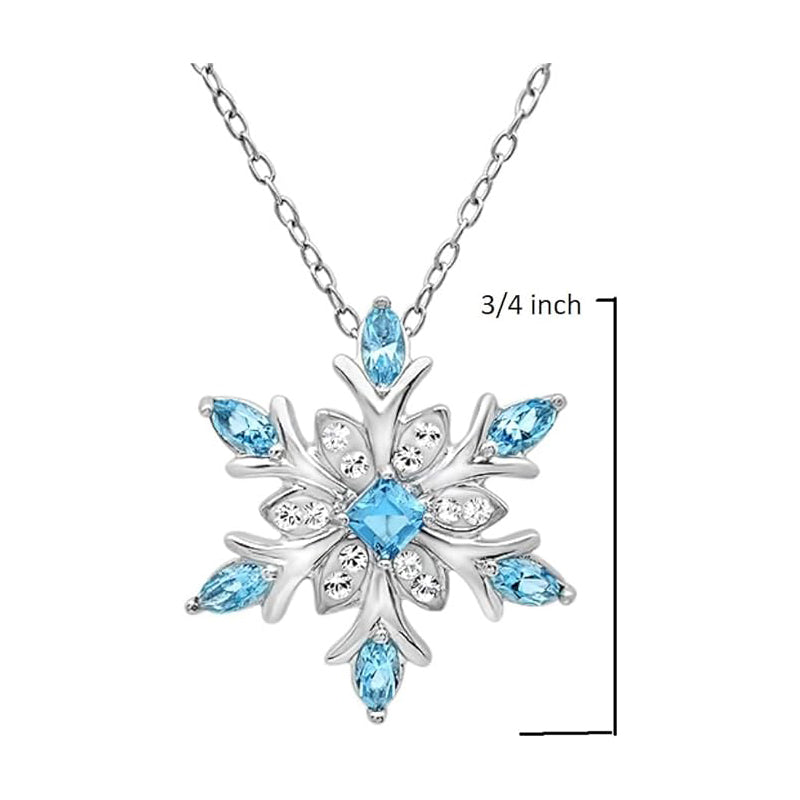 Silver Snowflake Pendant Necklace with Austrian Crystals