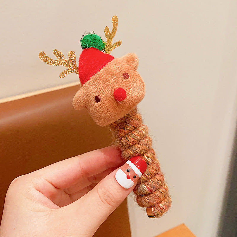 Girls Christmas Spiral Coil Hair Ties Telephone Wire Style