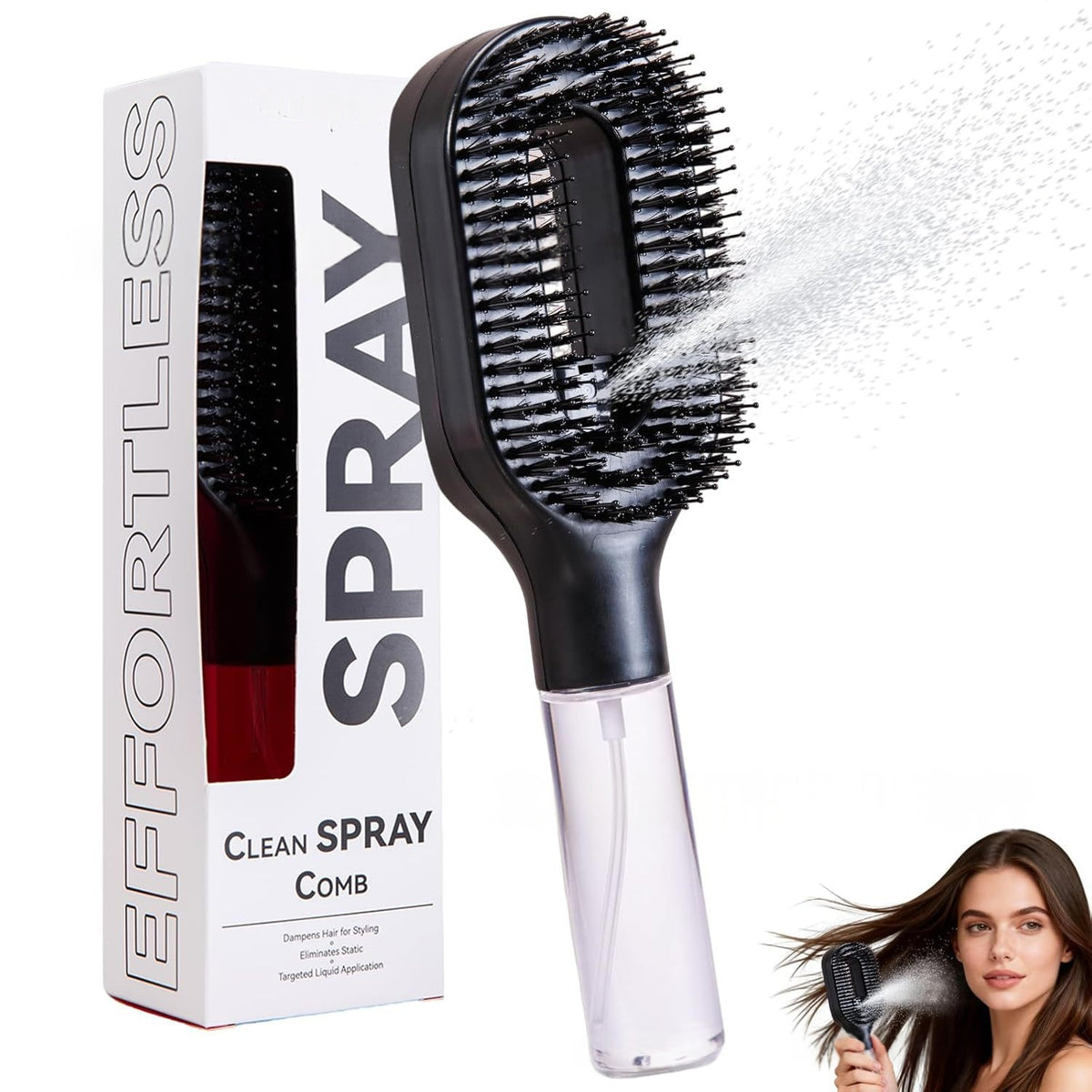 2-in-1 Detangling Hairbrush with Mist Spray Bottle