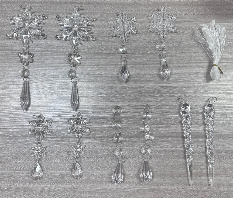 10 Piece Acrylic Ice Strip Christmas Tree Hanging Pendants