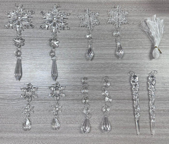 Conjunto de 10 pendentes de acrílico em forma de gelo para árvore de Natal
