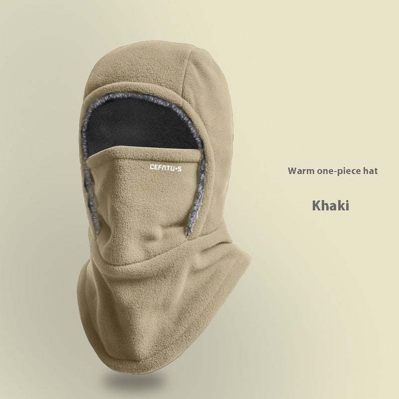 Winter Fleece Hooded Scarf With Face Cover, Windproof