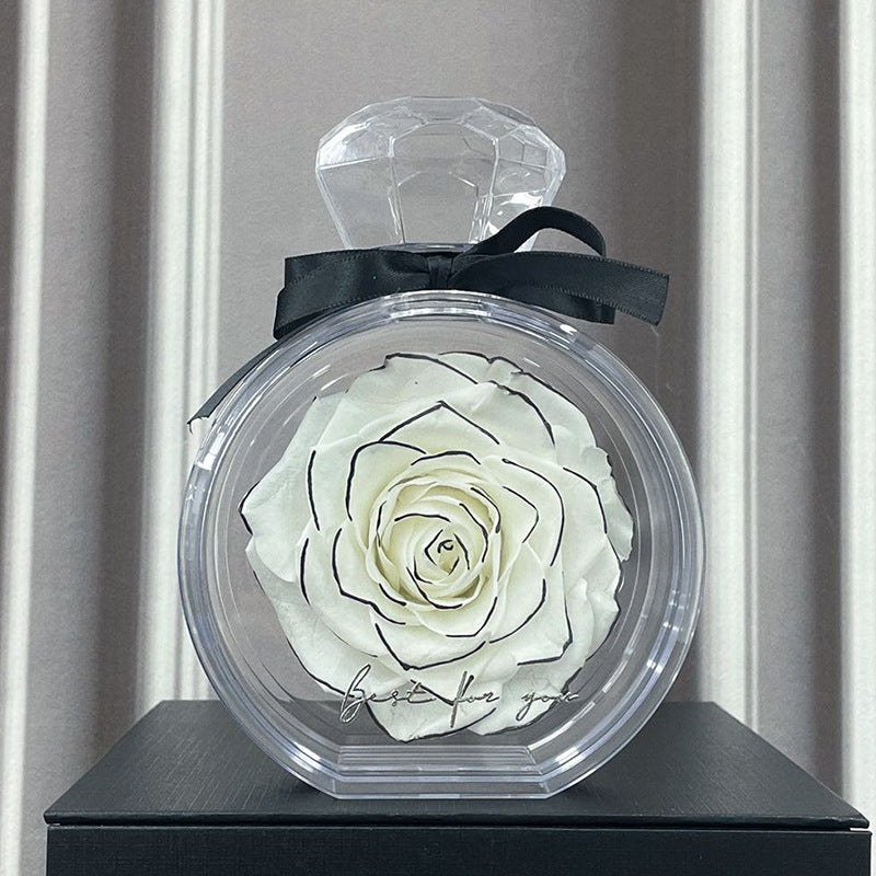 Natural Eternal Rose Flower Gift Box with Transparent Cover