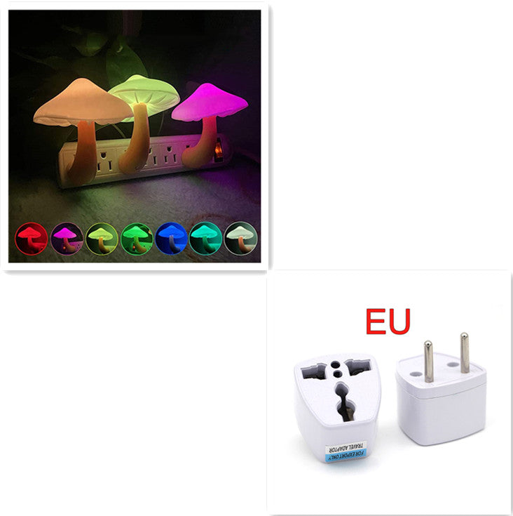 Mushroom LED Wall Socket Night Light With Light Sensor