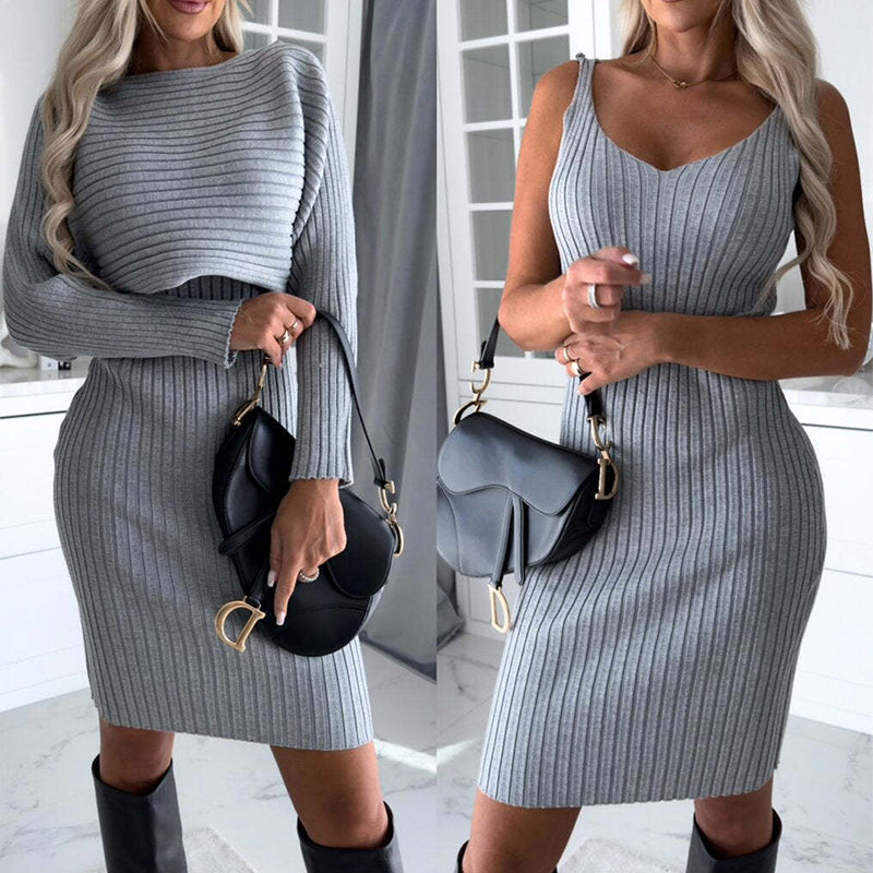 Women's 2-Piece Stripe Top and Suspender Skirt Set