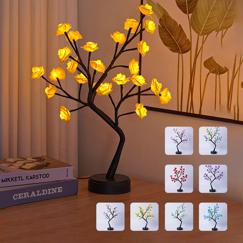 USB Rose Table Lamp with Fairy Lights for Romantic Home Decor