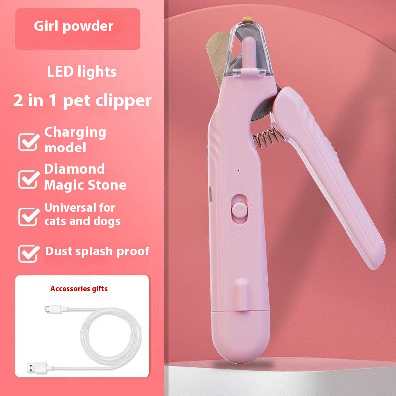2-in-1 Pet Nail Clipper and Grinder with LED Light for Dogs and Cats