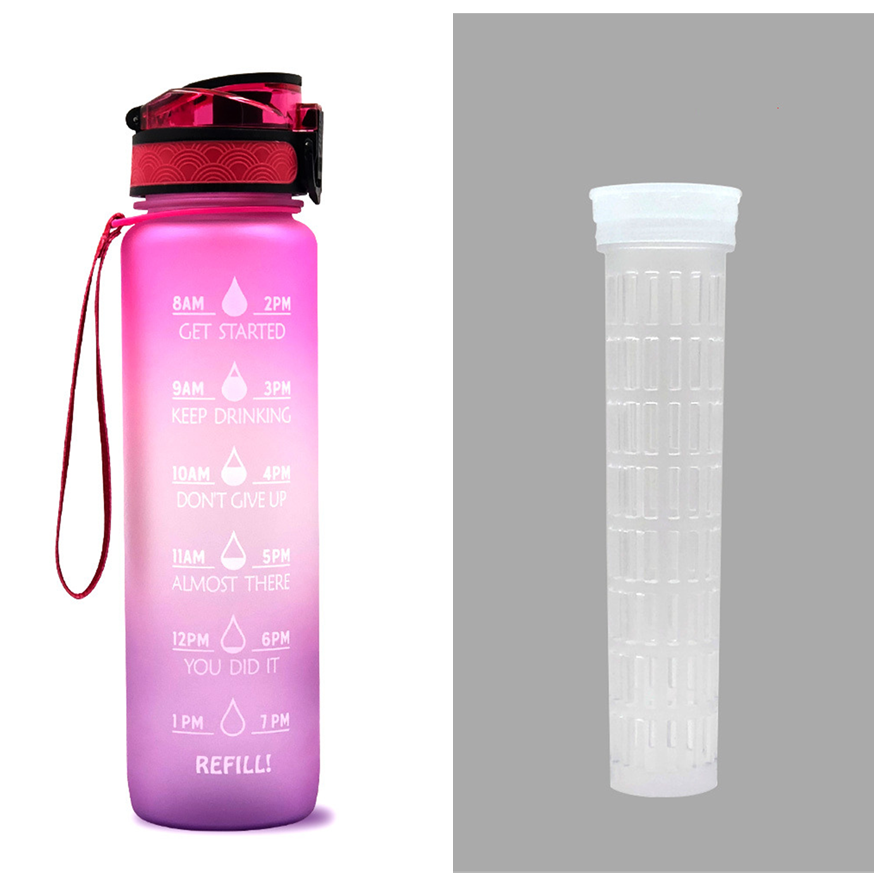 1L Tritan Water Bottle With Time Marker And Flip Cover