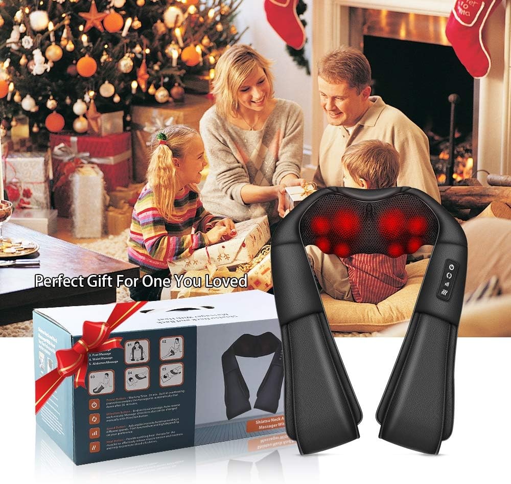 Electric Shiatsu Neck and Shoulder Massager With Heat
