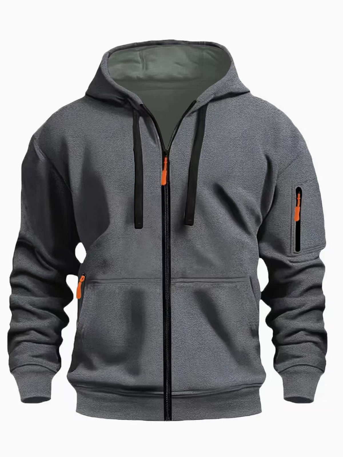 Men's Zipper Hooded Sweatshirt Cardigan Coat for Sports and Casual Wear