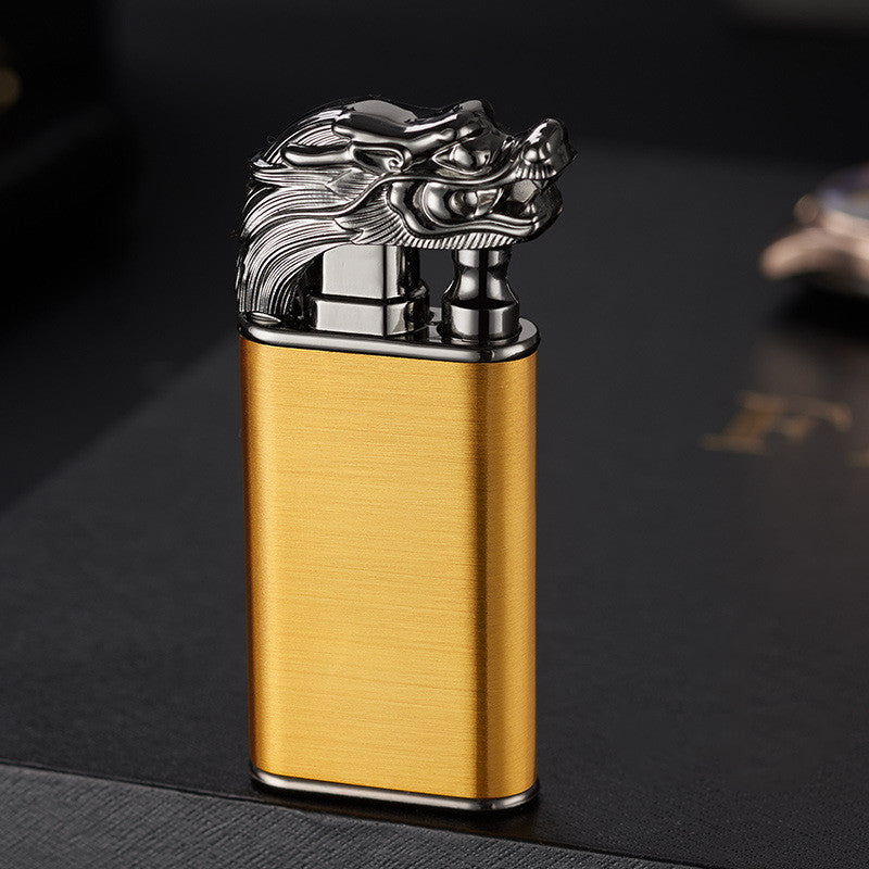 Windproof Metal Gas Lighter With Blue Flame And Double Fire