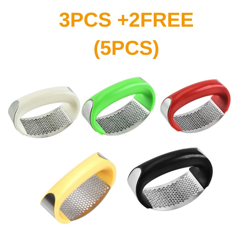 Stainless Steel Garlic Press, Manual Curved Masher for Garlic and Fruit
