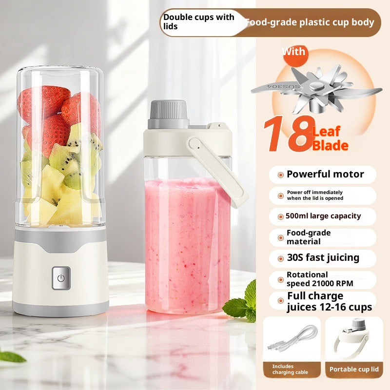 Rechargeable USB Blender Juice Cup with Double Cup and 500ml Size