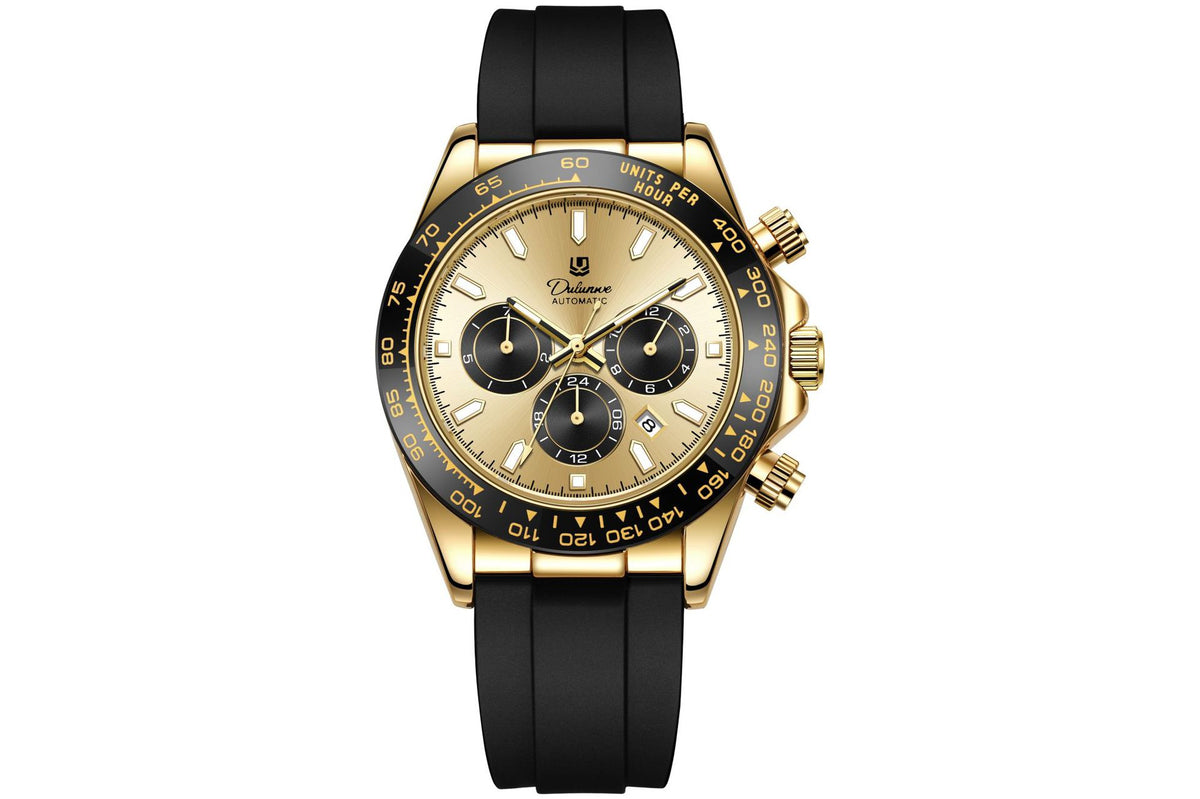 Men's Fully Automatic Mechanical Watch with Gold Case