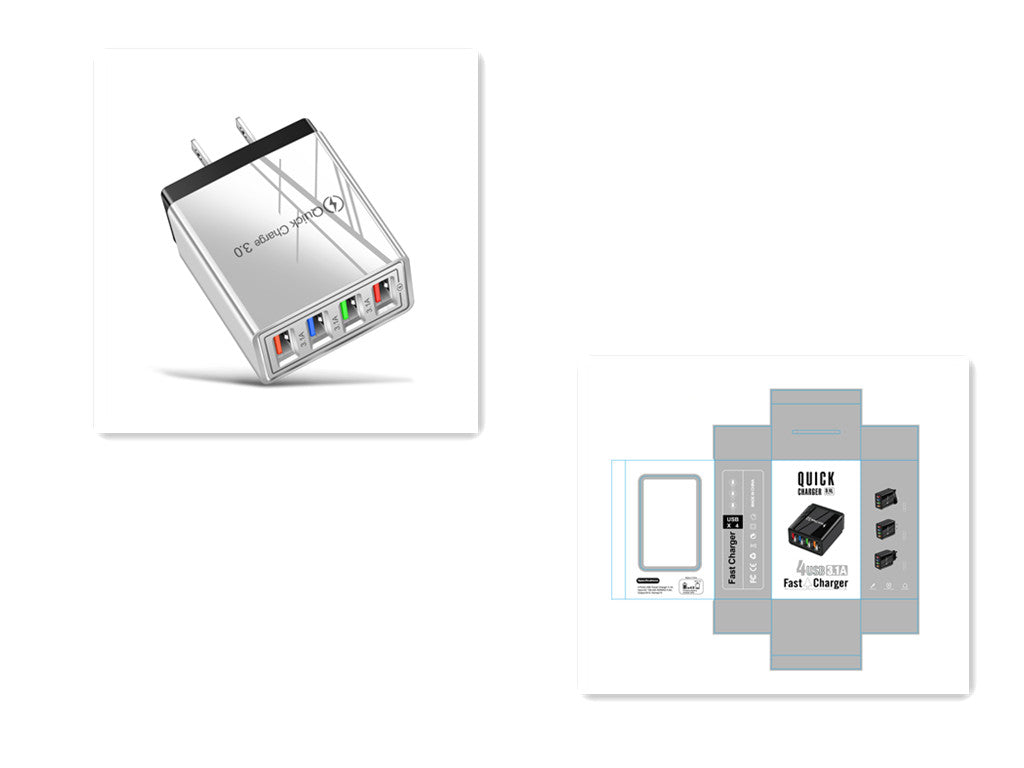 Quick Charge 3.0 USB Wall Charger with 4 Ports for Phones and Tablets