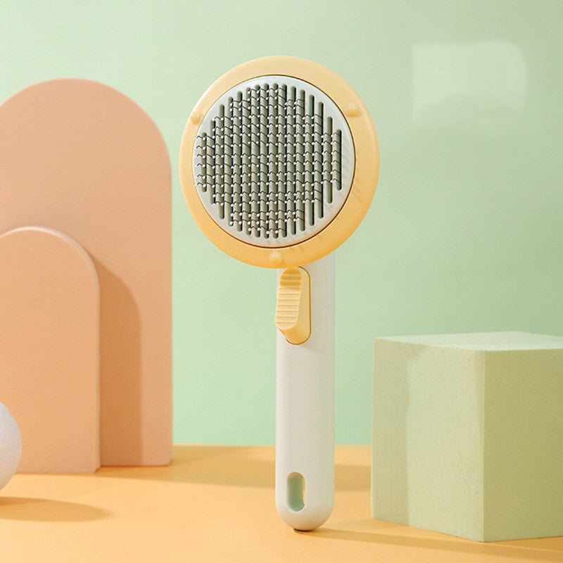 Self-Cleaning Steel Wire Cat Brush for Grooming, Hand-Held Comb
