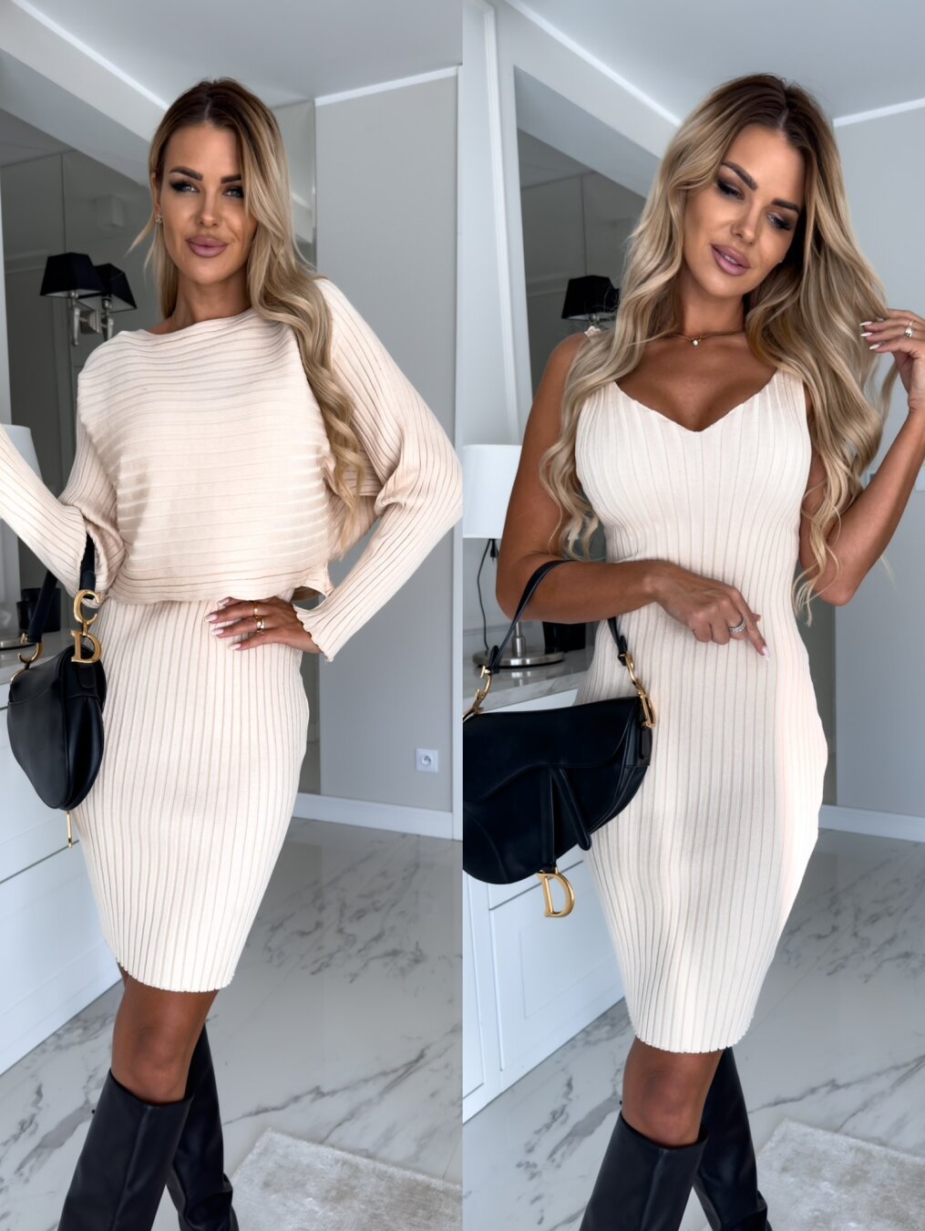 Women's 2-Piece Stripe Top and Suspender Skirt Set