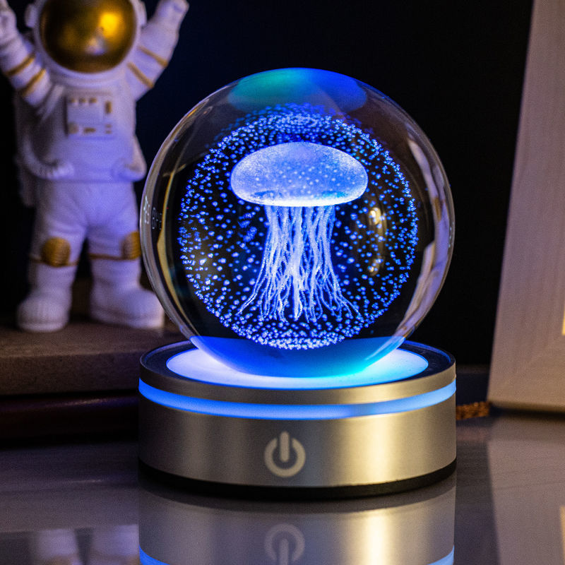 3D Inner Carving Crystal Ball Night Light With Gradient Glow