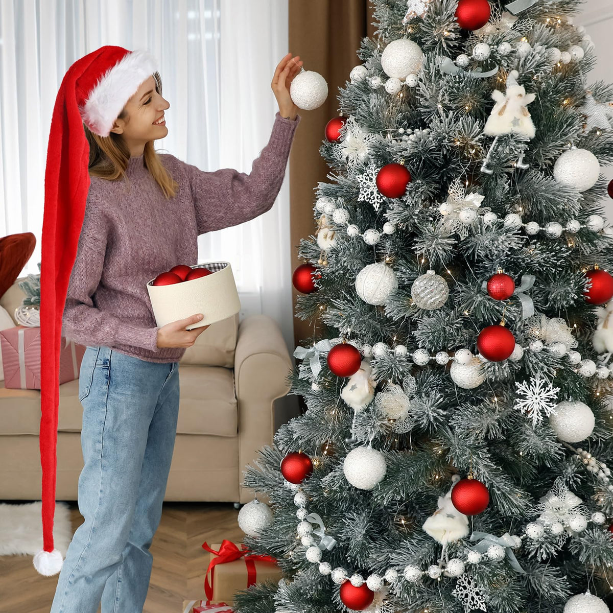 Extra Long Plush Santa Hat in Many Colours 150cm Christmas Cap