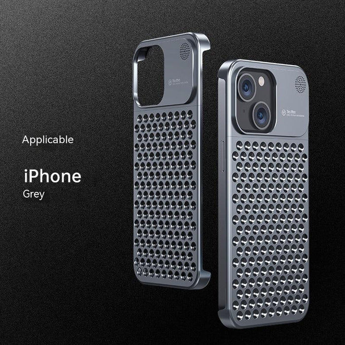 Funda para teléfono de aleación de aluminio con disipación de calor perforada
