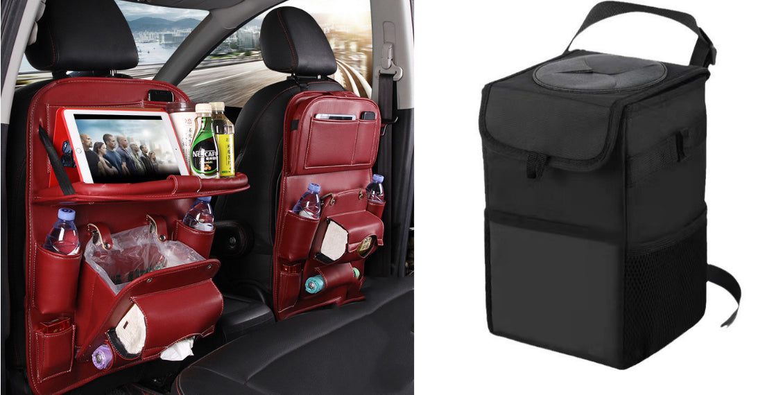 PU Leather Car Seat Back Storage Bag With Multiple Pockets