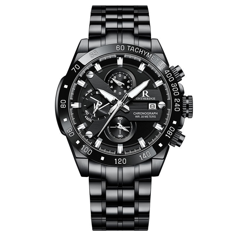 Men's Simple Water-Resistant Quartz Watch with Steel Strap