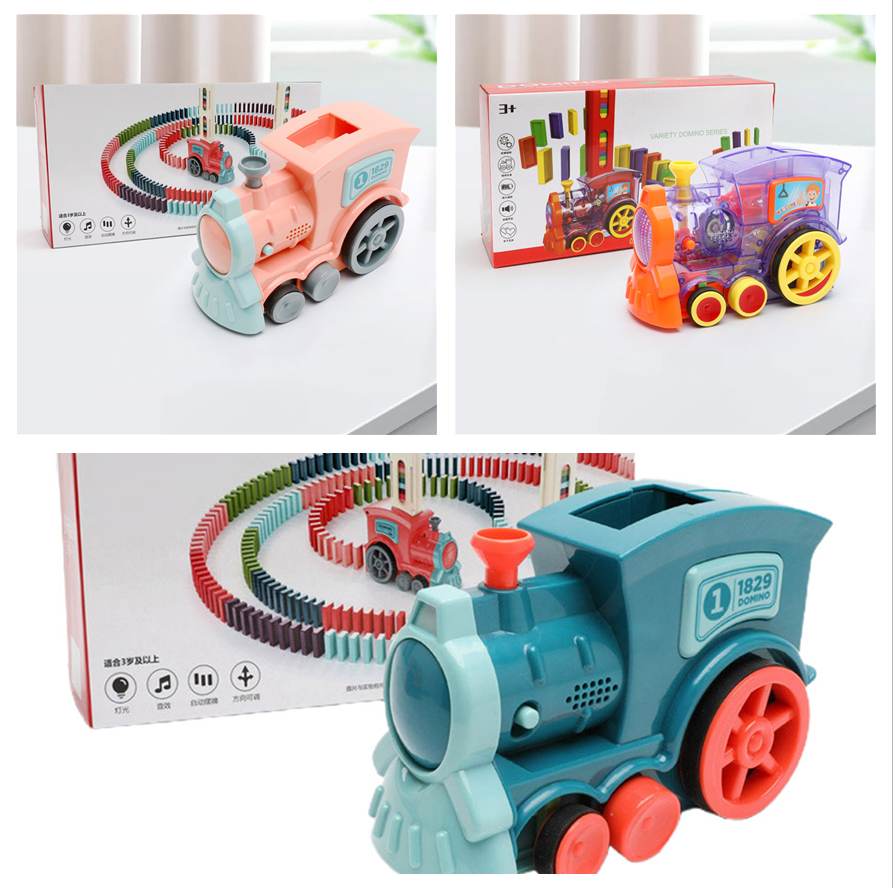 Electric Domino Train Toy With Automatic Release Building Blocks