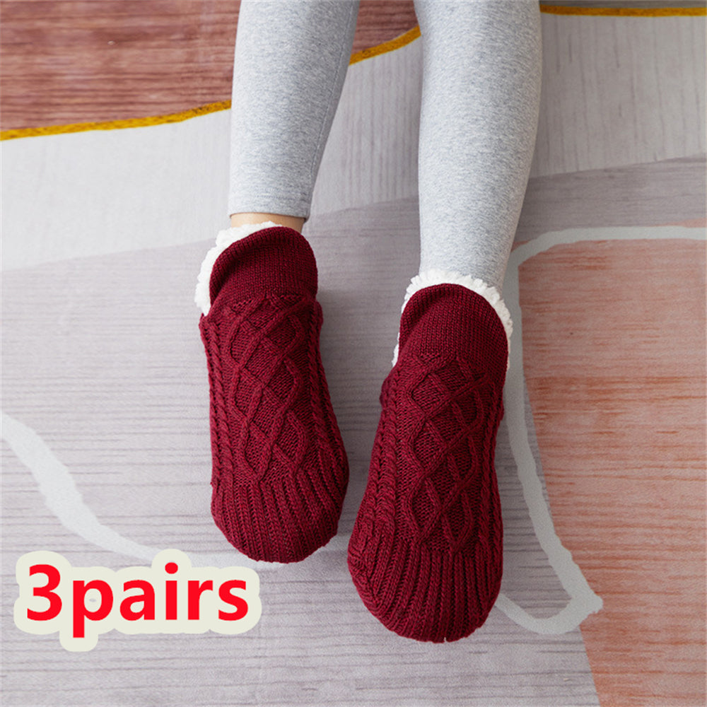 Thick Wool-Blend Home Socks, Non-Slip Warm Slipper Socks