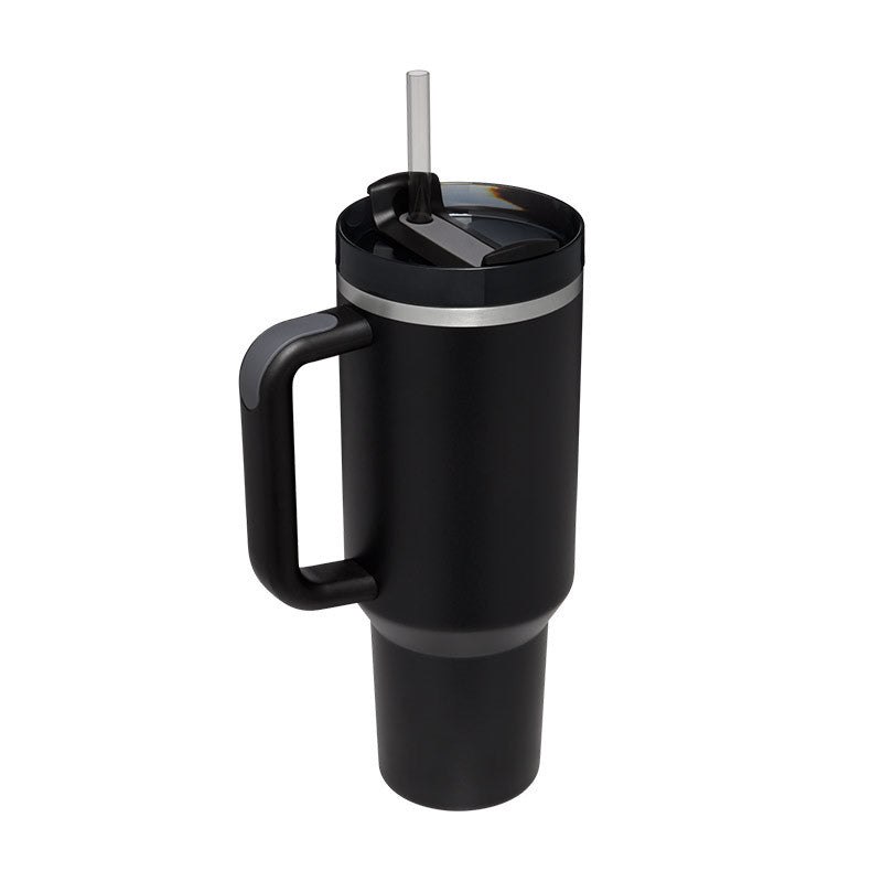 40oz Insulated Tumbler With Handle And Straw, Leakproof Lid
