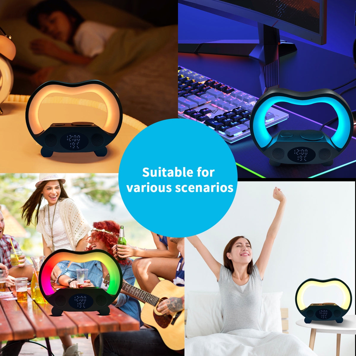 6 In 1 LED Table Lamp With Wireless Charger And Bluetooth Speaker