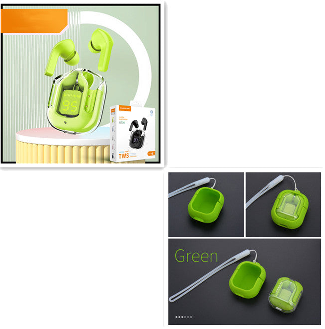 Mini Transparent Wireless Earbuds With LED Power Display