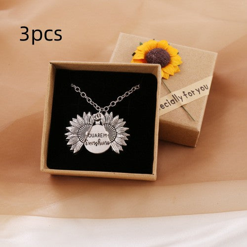 You Are My Sunshine Sunflower Necklace for Women and Men with Gift Box