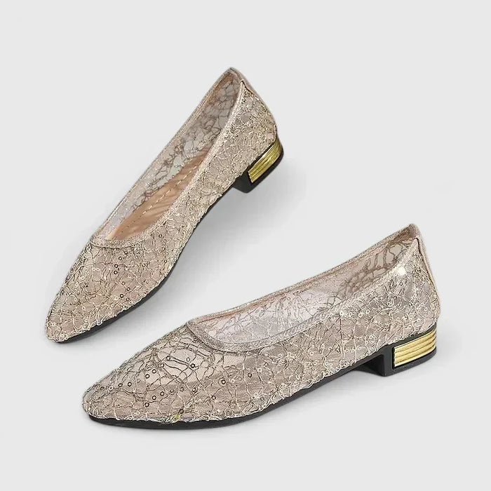 Camille | Strukturierte Metallic-Ballerinas