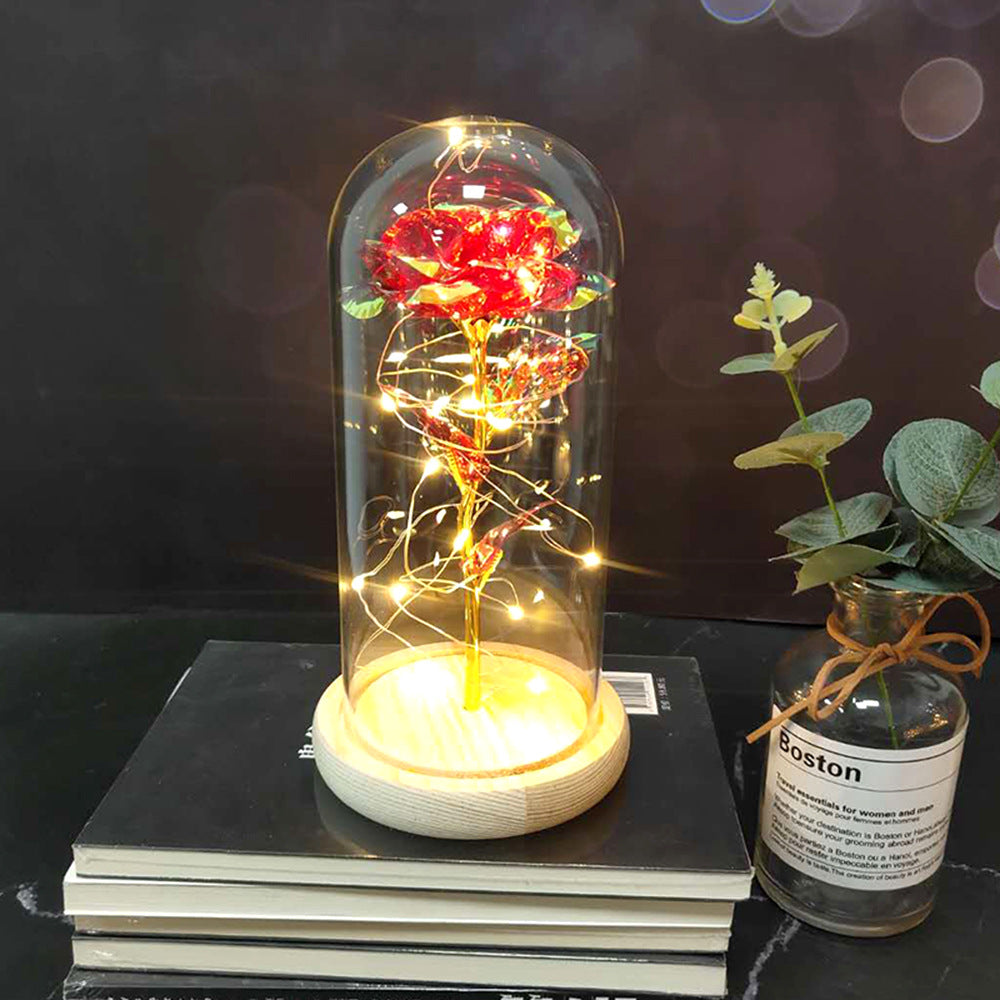 Simulated Rose in Glass Dome Gift for Weddings and Mother's Day
