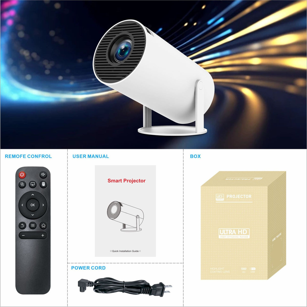 HY300 Pro Portable Mini Projector for Home Movie Nights