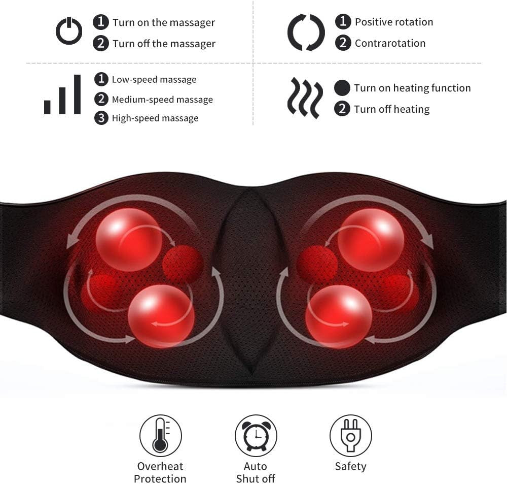 Electric Shiatsu Neck and Shoulder Massager With Heat