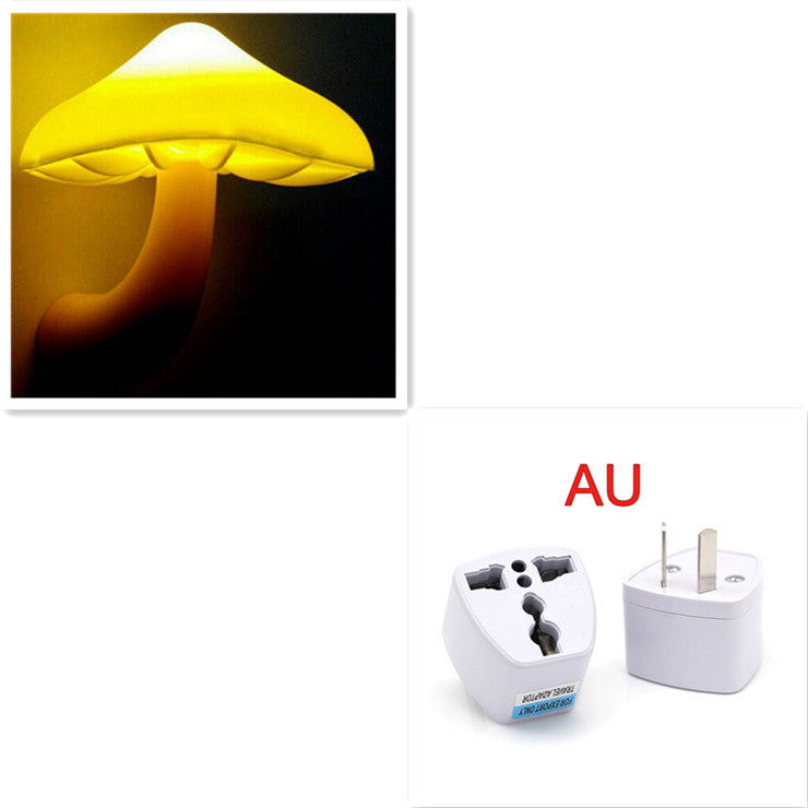 Mushroom LED Wall Socket Night Light With Light Sensor