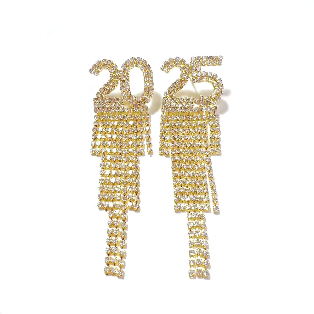 Digital Rhinestone Letter Earrings for New Year Parties