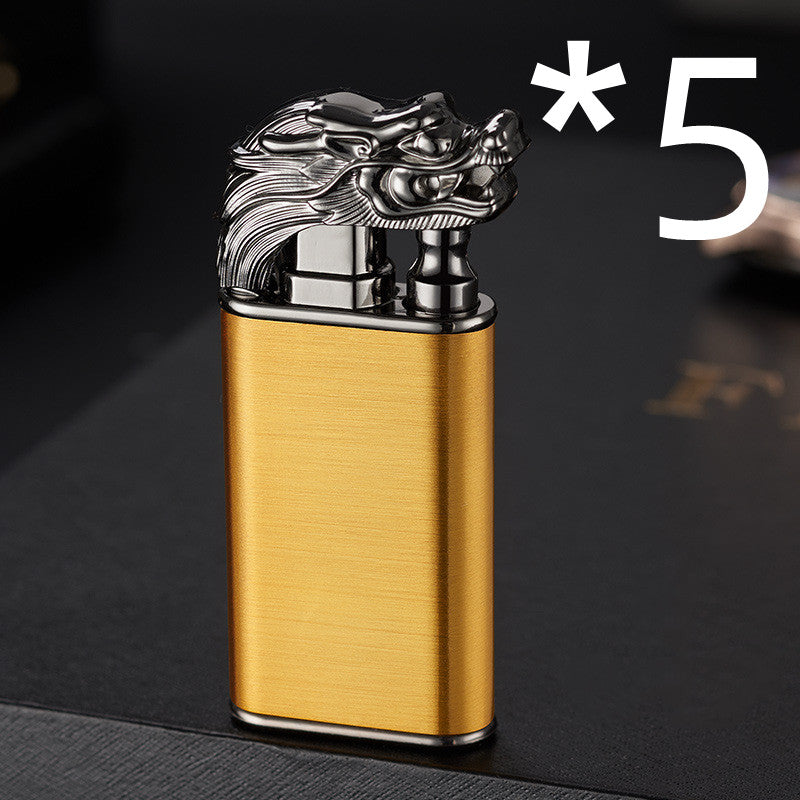 Windproof Metal Gas Lighter With Blue Flame And Double Fire