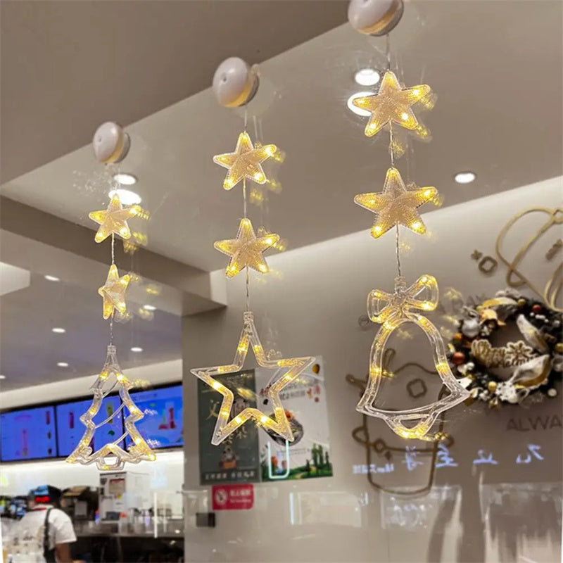 3 Piece LED Christmas Window Hanging Lights with Suction Cup