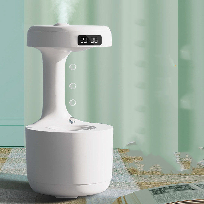 Anti-Gravity Humidifier with Clock and Water Drop Backflow